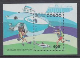 Poštová známka Kongo 1993 Ponorka Mi# Block 112 Kat 8€