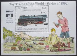 Poštová známka Guyana 1992 Modely lokomotiv a vagónù Mi# Block 211 Kat 9.50€