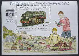 Poštová známka Guyana 1992 Modely lokomotiv a vagónù Mi# Block 214 Kat 9.50€