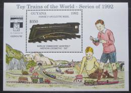 Poštová známka Guyana 1992 Modely lokomotiv a vagónù Mi# Block 215 Kat 9.50€