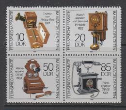 Poštové známky DDR 1989 Staré telefony Mi# 3226-29