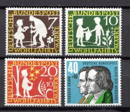Poštové známky Nemecko 1959 Rozprávky bratøí Grimmù Mi# 322-25 Kat 5€