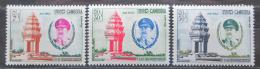 Poštové známky Kambodža 1961 Pamätník nezávislosti, letecké Mi# 127-29 Kat 8.40€