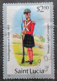 Poštová známka Svätá Lucia 1987 Vojenská uniforma Mi# 760 II