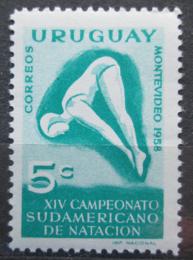 Poštová známka Uruguaj 1958 Skoky do vody, plavání Mi# 810