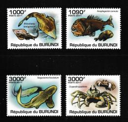 Poštové známky Burundi 2011 Morská fauna Mi# 1990-93 Kat 9.50€