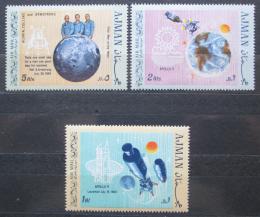 Poštové známky Adžmán 1969 První let na Mìsíc Mi# 466-68 Kat 6.50€