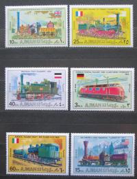 Poštové známky Adžmán 1971 Staré lokomotívy Mi# 1197-1202