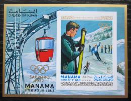 Poštová známka Manáma 1970 ZOH Sapporo neperf. Mi# Block 90 B Kat 20€