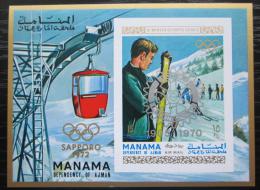 Poštová známka Manáma 1971 ZOH Sapporo pretlaè neperf. Mi# Block 129 B Kat 25€ 