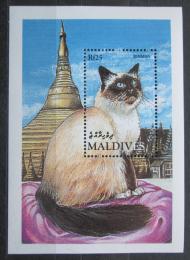 Poštová známka Maldivy 1994 Maèka, Birma Mi# Block 313 Kat 9€