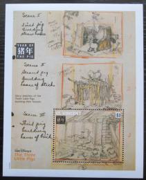 Poštová známka Svätý Vincent 1992 Disney, Tøi malá prasátka Mi# Block 255