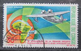 Poštová známka Kongo 1967 Lietadlo a mapa Mi# 142