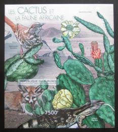 Poštová známka Burundi 2012 Kaktusy a fauna neperf. Mi# Block 274 B