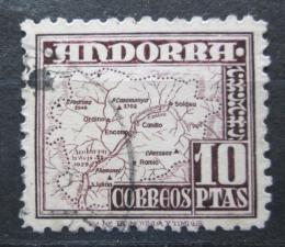 Poštová známka Andorra Šp. 1951 Mapa Mi# 57 Kat 25€