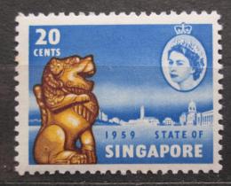 Poštová známka Singapur 1959 Bronzový lev Mi# 45