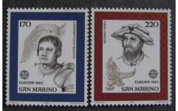Poštové známky San Marino 1980 Európa CEPT, osobnosti Mi# 1212-13