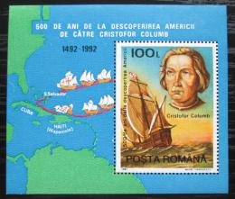 Poštová známka Rumunsko 1992 Krištof Kolumbus, objavenie Ameriky Mi# Block 277