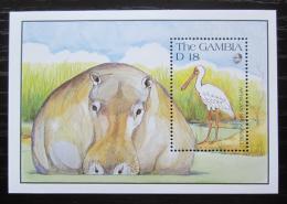 Poštová známka Gambia 1991 Kolpík africký a hroch Mi# Block 109 Kat 8€