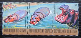 Poštové známky Guinea 1977 Hroch obojživelný Mi# 817-19 Kat 6.30€