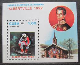 Poštová známka Kuba 1992 ZOH Albertville, lyžování Mi# Block 126