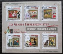 Poštové známky Komory 2009 Umenie, Henri de Toulouse-Lautrec Mi# 2519-24 Kat 11€
