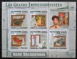 Poštové známky Komory 2009 Umenie, Marie Bracquemond Mi# 2530-34 Kat 10€