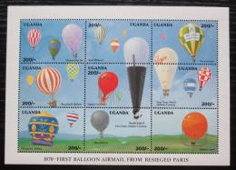 Poštové známky Uganda 1992 Balónová pošta Mi# 1039-47 Kat 14€