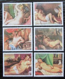 Poštové známky Paraguaj 1986 Umenie, akty Mi# 3933-38 Kat 7€