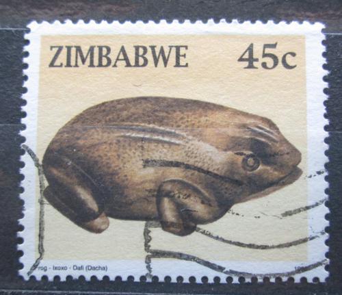 Poštová známka Zimbabwe 1996 Vyøezávaná žaba Mi# 583