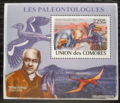 Poštová známka Komory 2009 Paleontológovia a dinosaury DELUXE Mi# 1962 Block