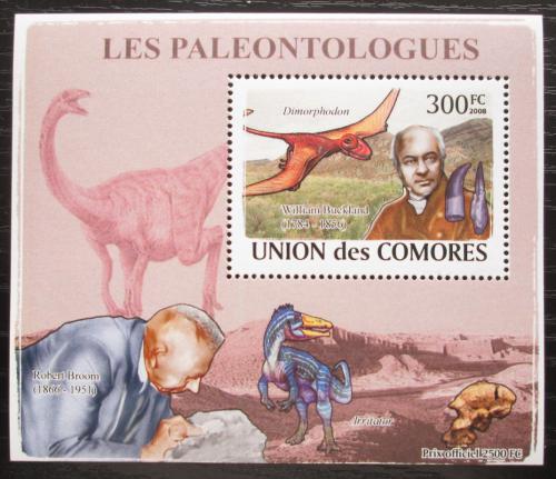 Poštová známka Komory 2009 Paleontológovia a dinosaury DELUXE Mi# 1963 Block
