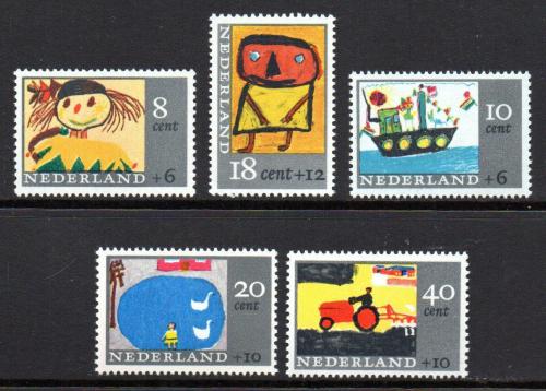 Poštové známky Holandsko 1965 Dìtské kresby Mi# 850-54