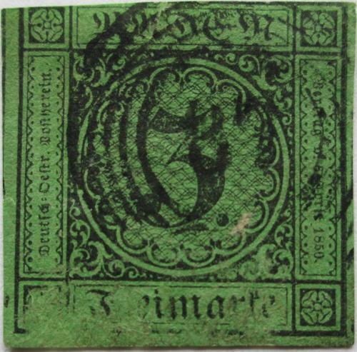 Poštová známka Bádensko 1853 Nominálna hodnota Mi# 6 Kat 10€