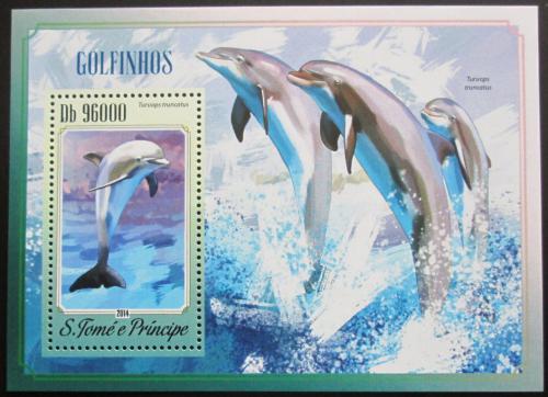 Poštová známka Svätý Tomáš 2014 Delfíny Mi# Block 1038 Kat 10€