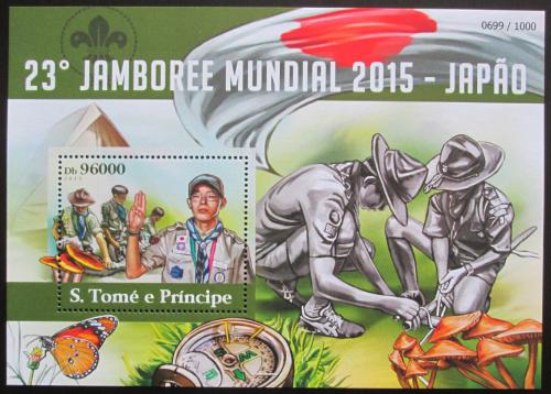 Poštová známka Svätý Tomáš 2015 Skautské jamboree Mi# Block 1109 Kat 10€
