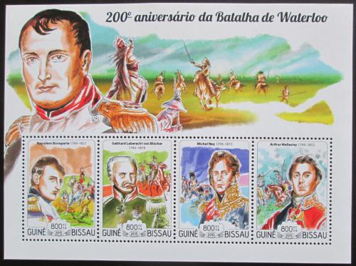 Poštové známky Guinea-Bissau 2015 Bitka u Waterloo, Napoleon Mi# 7702-05 Kat 13€