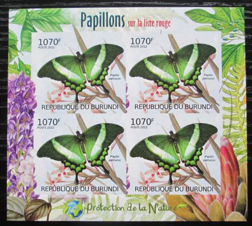 Poštové známky Burundi 2012 Motýle neperf. Mi# 2540 B Block