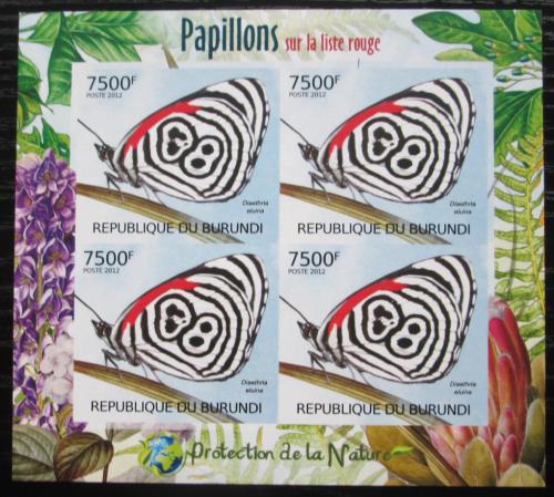Poštové známky Burundi 2012 Motýle neperf. Mi# 2544 B Block