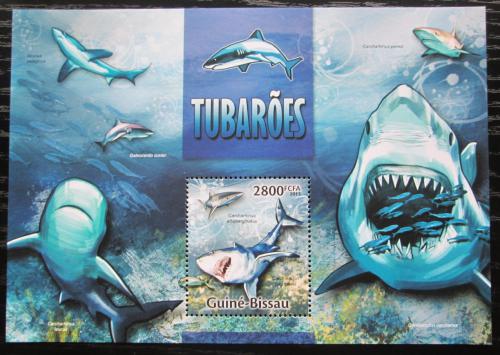 Poštová známka Guinea-Bissau 2013 Žraloky Mi# Block 1184 Kat 11€