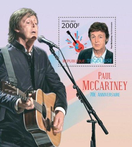 Poštová známka Togo 2012 Paul McCartney, The Beatles Mi# Block 726 Kat 8€