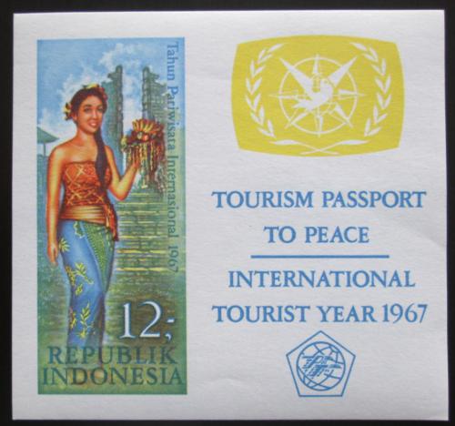 Poštová známka Indonézia 1967 Medzinárodný rok turistiky Mi# Block 7