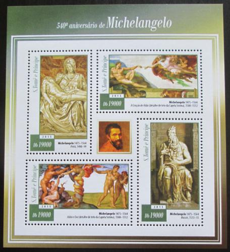 Poštové známky Svätý Tomáš 2015 Umenie, Michelangelo Mi# 5985-88 Kat 7.50€