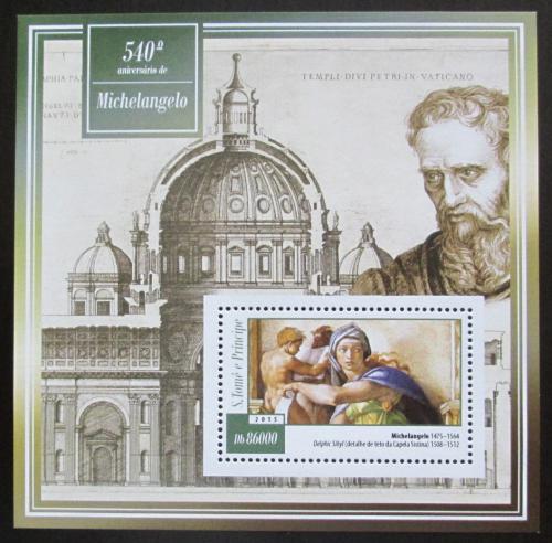 Poštová známka Svätý Tomáš 2015 Umenie, Michelangelo Mi# Block 1052 Kat 8.50€