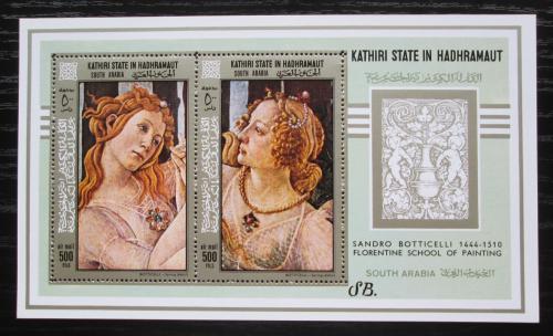Poštové známky Aden Kathiri 1967 Umenie, Botticelli Mi# Block 18 A Kat 16€