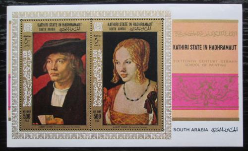 Poštové známky Aden Kathiri 1968 Umenie, Albrecht Dürer Mi# Block 21 A Kat 16€ 