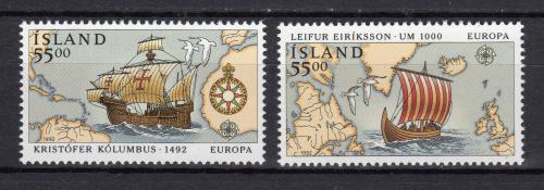 Poštové známky Island 1992 Európa CEPT, objavenie Ameriky Mi# 762-63 Kat 5€ 