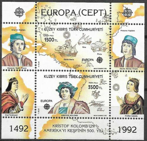 Poštové známky Cyprus Tur. 1992 Európa CEPT, objavenie Ameriky Mi# Block 10 Kat 10€