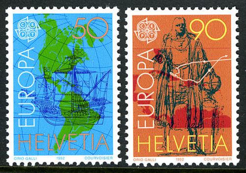 Poštové známky Švýcarsko 1992 Európa CEPT, objavenie Ameriky Mi# 1468-69