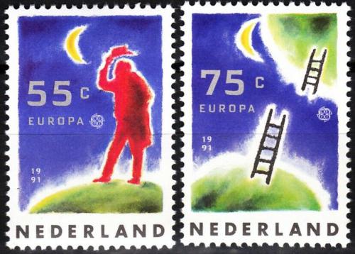 Poštové známky Holandsko 1991 Európa CEPT, prieskum vesmíru Mi# 1409-10